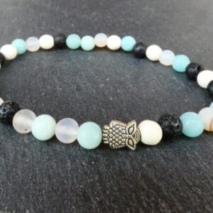 Halfedelsteen Armband - lavasteen, Aquamarijn, Howliet