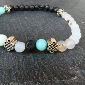 Halfedelsteen Armband - Aquamarijn, Lavasteen