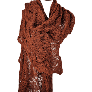 Gebreide Omslagdoek - Oranje, Bruin