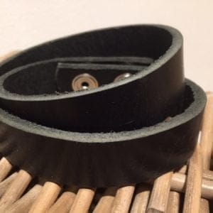Dubbele Leren Armband - Zwart