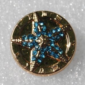 Click - Strass, Ster  Goud, Blauw (18-20mm)