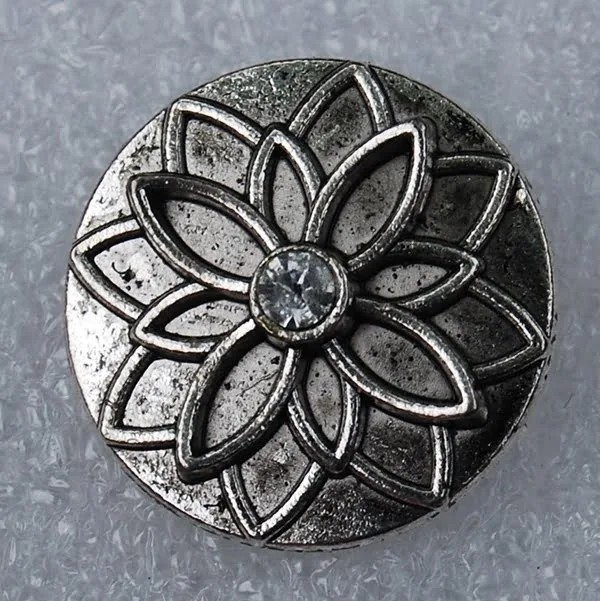 Click - Metaal, Bloem, Strass   (18-20mm)