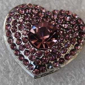 Click - Hart, Strass  Roze (18-20mm)
