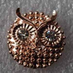 Click - Strass, Dier Uil Roze, Oranje,  (18-20mm)