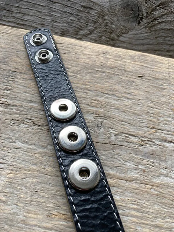 Enkele leren armband  21 cm lang voor 3 Clicks (18-20mm) - Afbeelding 2