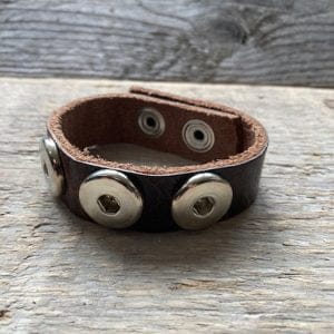 Enkele leren Armband  24 cm lang voor 3 Clicks (18-20mm)