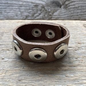 Enkele leren Armband  20 cm lang voor 3 Clicks (18-20mm)