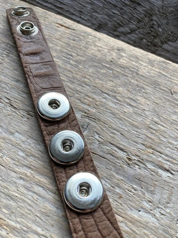 Enkele leren Armband  24 cm lang voor 3 Clicks (18-20mm) - Afbeelding 6