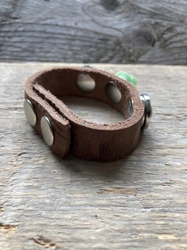 Enkele leren Armband  24 cm lang voor 3 Clicks (18-20mm) - Afbeelding 2