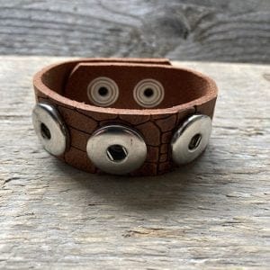 Enkele leren Armband  22 cm lang voor 3 Clicks (18-20mm)