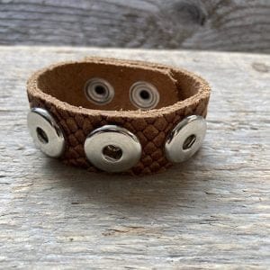 Enkele leren armband  20 cm lang voor 3 Clicks (18-20mm)