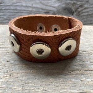 Enkele leren Armband  24 cm lang voor 3 Clicks (18-20mm)