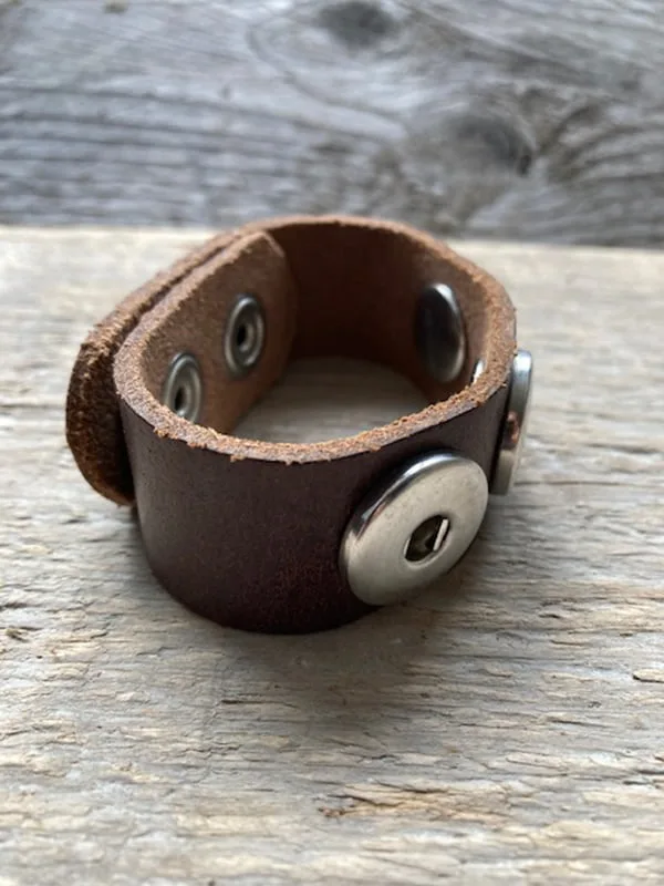 Enkele leren Armband  23 cm lang voor 3 Clicks (18-20mm) - Afbeelding 8