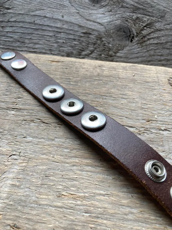 Enkele leren Armband  23 cm lang voor 3 Clicks (18-20mm) - Afbeelding 7