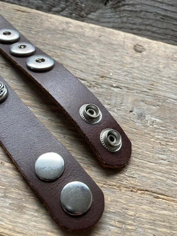 Enkele leren Armband  23 cm lang voor 3 Clicks (18-20mm) - Afbeelding 5