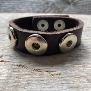 Enkele leren Armband  23 cm lang voor 3 Clicks (18-20mm)