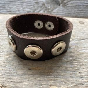 Enkele leren Armband  25 cm lang voor 3 Clicks (18-20mm)