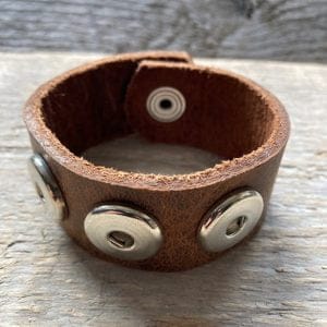 Enkele leren Armband  21 cm lang voor 3 Clicks (18-20mm)