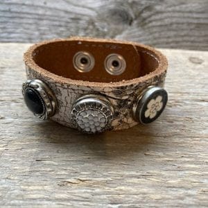 Enkele leren armband  MET 3 Clicks (18-20mm)