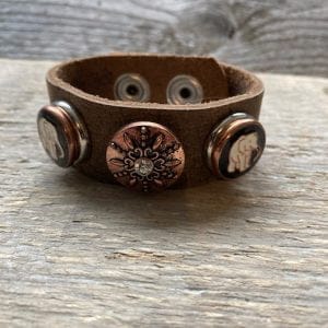 Enkele leren Armband  MET 3 Clicks  (18-20mm)