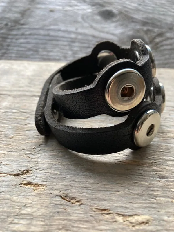 Dubbele leren armband  voor 6 Clicks (18-20mm) - Afbeelding 2