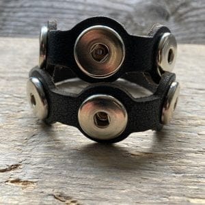 Dubbele leren armband  voor 6 Clicks (18-20mm)