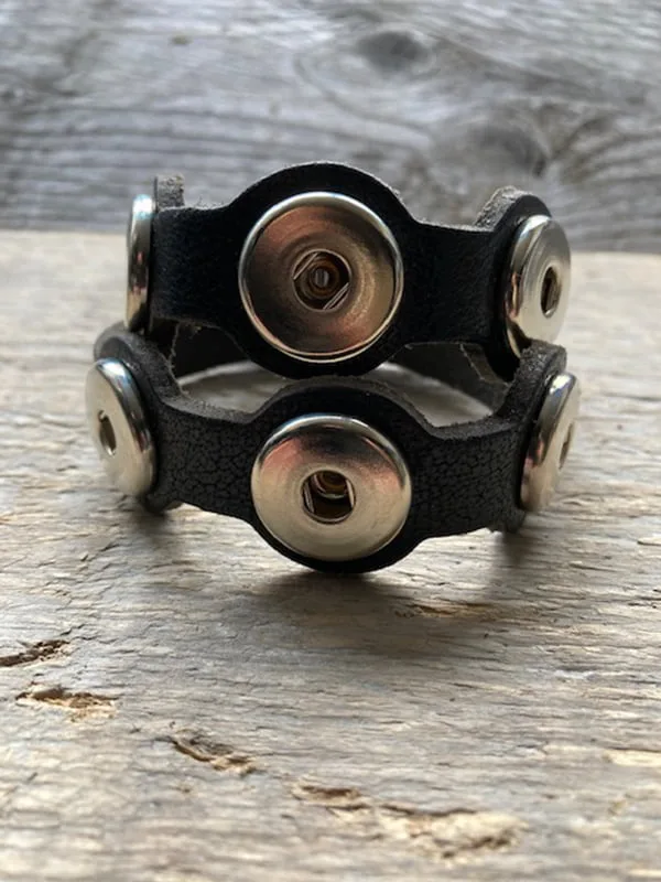 Dubbele leren armband  voor 6 Clicks (18-20mm)