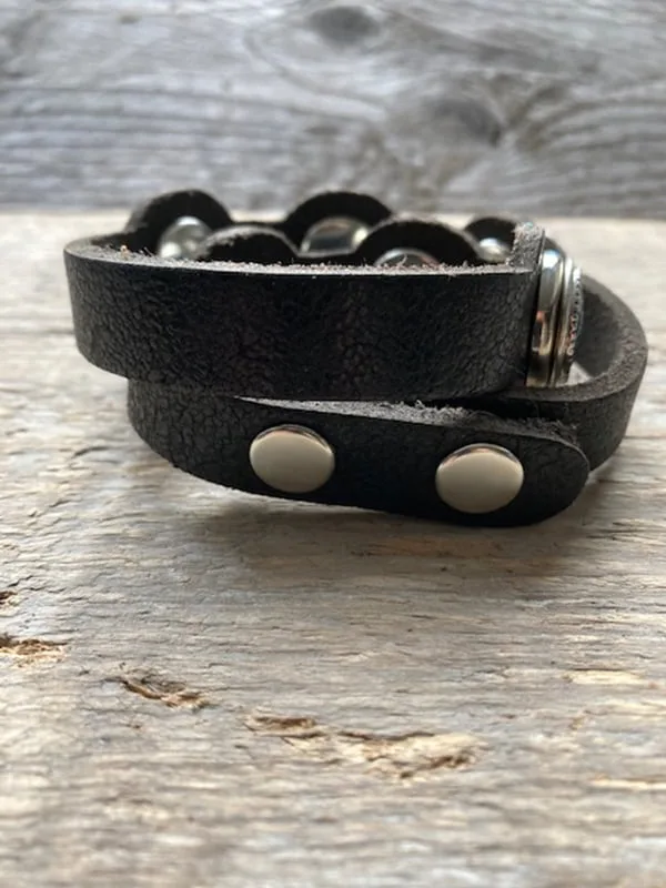 Dubbele leren armband  voor 6 Clicks (18-20mm) - Afbeelding 9