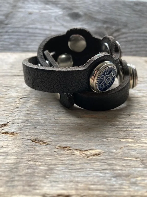 Dubbele leren armband  voor 6 Clicks (18-20mm) - Afbeelding 8