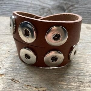 Dubbele leren armband  voor 6 Clicks (18-20mm)