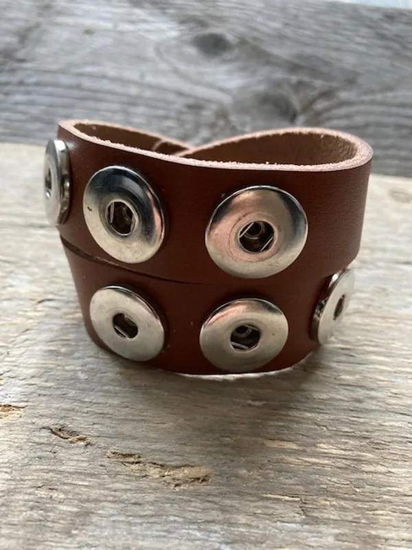 Dubbele leren armband  voor 6 Clicks (18-20mm)
