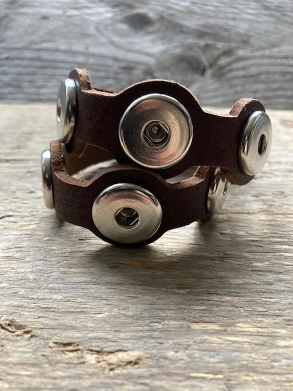 Dubbele leren armband  voor 6 Clicks (18-20mm)