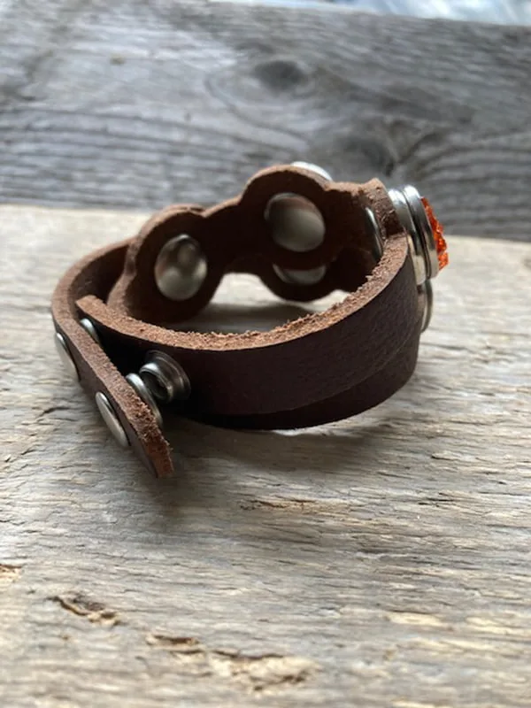 Dubbele leren armband  voor 6 Clicks (18-20mm) - Afbeelding 3