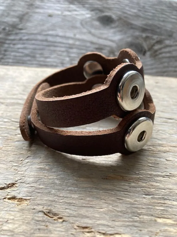 Dubbele leren armband  voor 6 Clicks (18-20mm) - Afbeelding 5