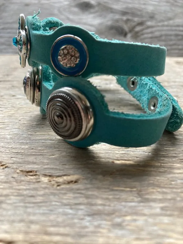 Dubbele leren armband  voor 6 Clicks (12mm&18-20mm) - Afbeelding 4