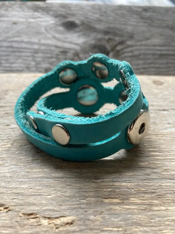Dubbele leren armband  voor 6 Clicks (12mm&18-20mm) - Afbeelding 7
