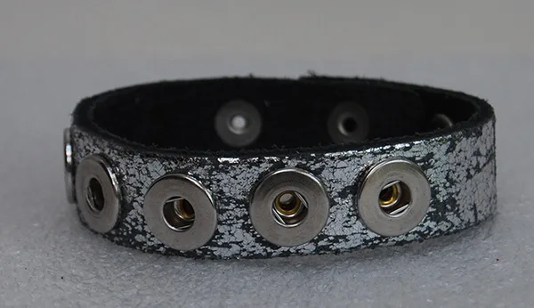 Enkele leren Armband  22 cm lang voor 5 Clicks (12mm) - Afbeelding 2