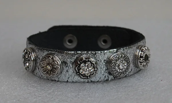 Enkele leren Armband  22 cm lang voor 5 Clicks (12mm) - Afbeelding 6