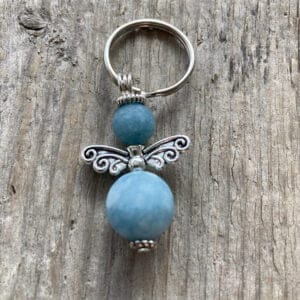 Beschermengel met sleutelring Half Edelsteen - Aquamarijn