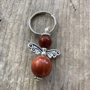 Beschermengel met sleutelring Half Edelsteen - Rode Jaspis