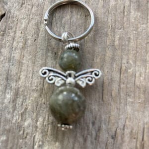 Beschermengel met sleutelring Half Edelsteen - Labradoriet