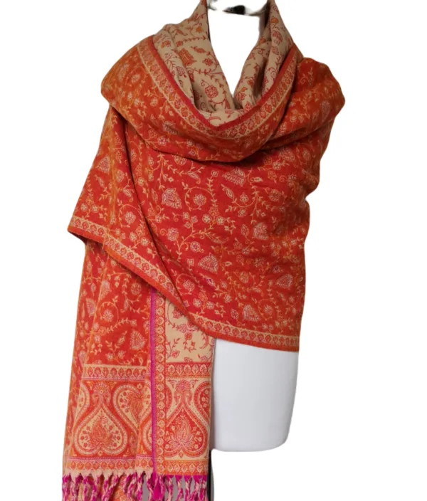 Yakwol Omslagdoek - Oranje, Roze, Zand