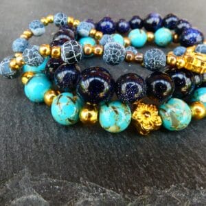 Half Edelsteen Armband set van 3