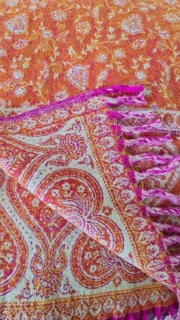 Yakwol Omslagdoek - Oranje, Roze, Zand - Afbeelding 7