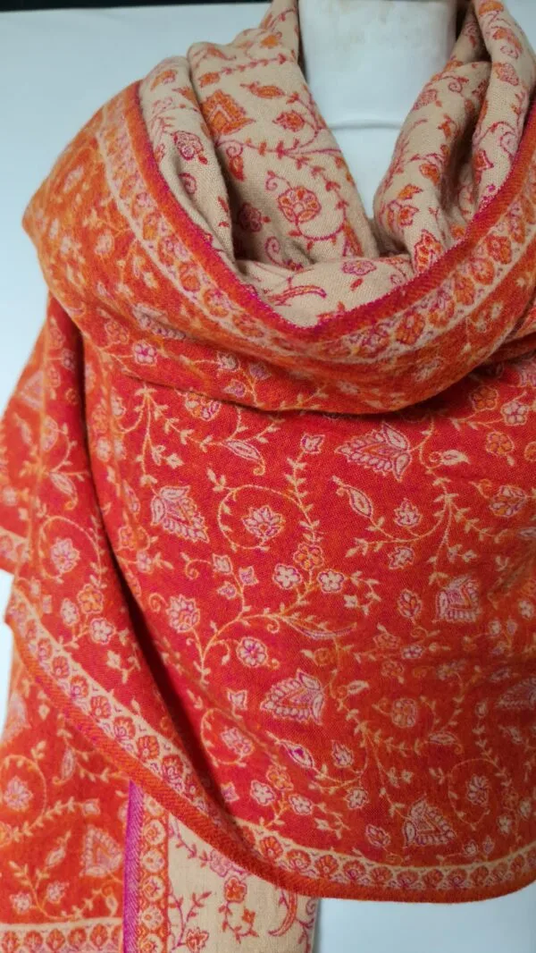 Yakwol Omslagdoek - Oranje, Roze, Zand - Afbeelding 5