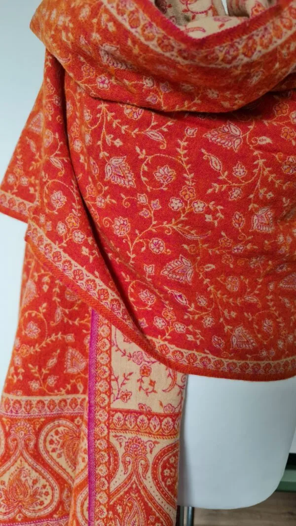 Yakwol Omslagdoek - Oranje, Roze, Zand - Afbeelding 4