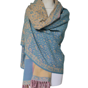 Yakwol Omslagdoek -  Blauw, Zand