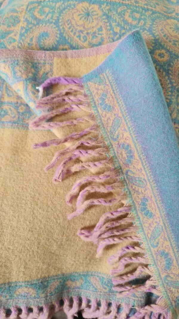 Yakwol Omslagdoek - Blauw, Lila, Roze, Zand - Afbeelding 8
