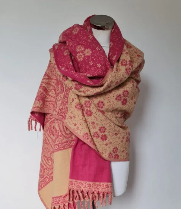 Yakwol Omslagdoek - Lila, Roze, Zand - Afbeelding 3