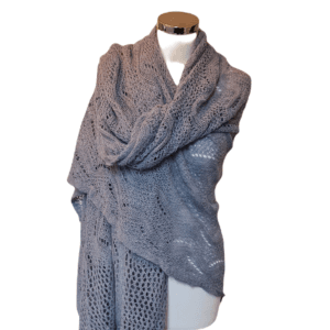 Gebreide Omslagdoek -Blauw, Grijs